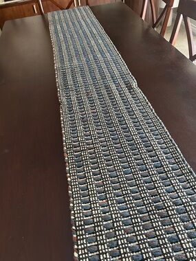 Crate&Barrel Navy, Cream & Brown Textured Runner